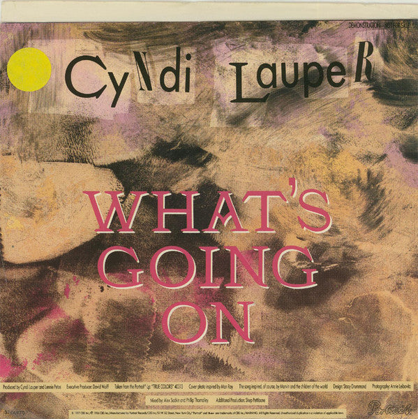 Cyndi Lauper : What's Going On (7", Single, Promo)