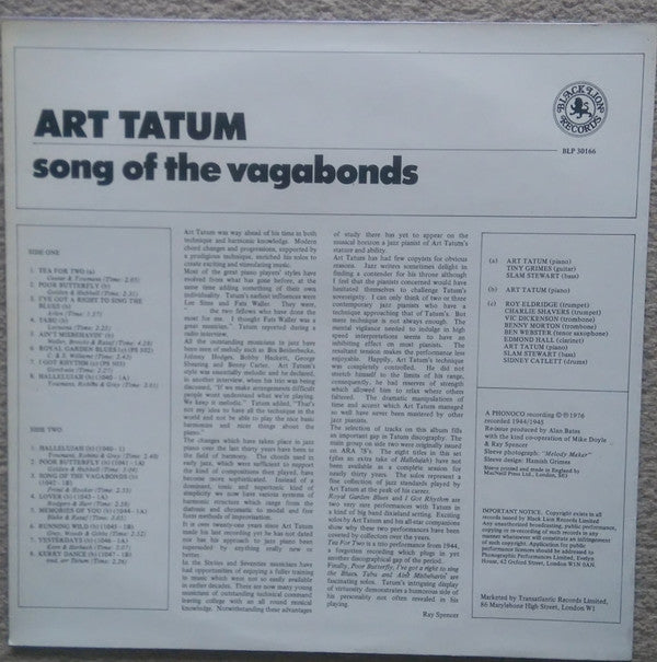 Art Tatum : Song Of The Vagabonds (LP)