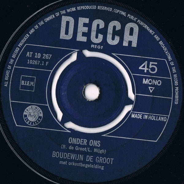 Boudewijn de Groot : Onder Ons / Verdronken Vlinder (7", Single, Mono)