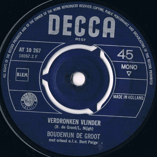 Boudewijn de Groot : Onder Ons / Verdronken Vlinder (7", Single, Mono)