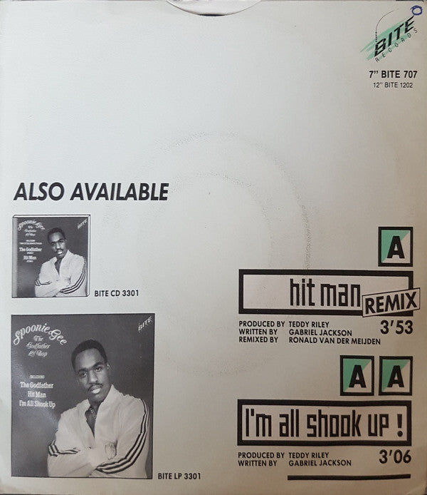 Spoonie Gee : Hit Man (Remix) / I'm All Shook Up (7")