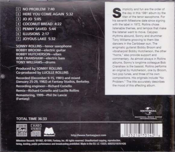 Sonny Rollins : No Problem (CD, Album, RE, RM)