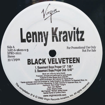 Lenny Kravitz : Black Velveteen (12", Promo)