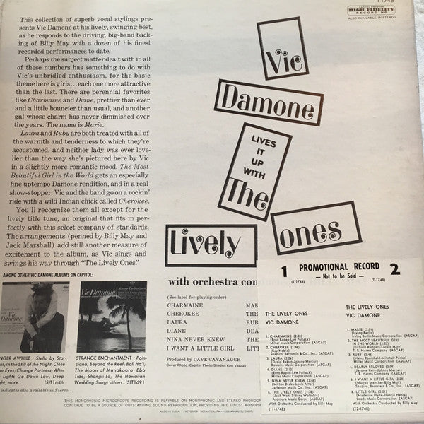 Vic Damone : The Lively Ones (LP, Album, Mono)