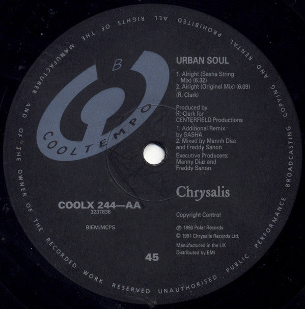 Urban Soul : Alright (The Sasha Mixes) (12")