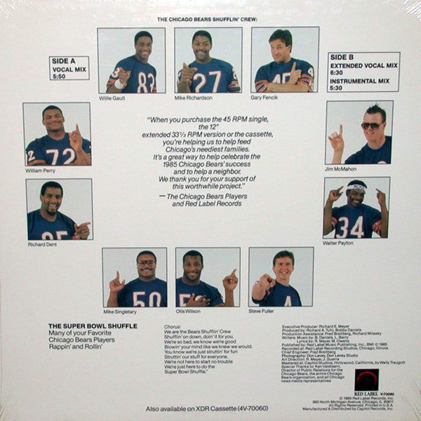 The Chicago Bears Shufflin' Crew : The Super Bowl Shuffle (12")