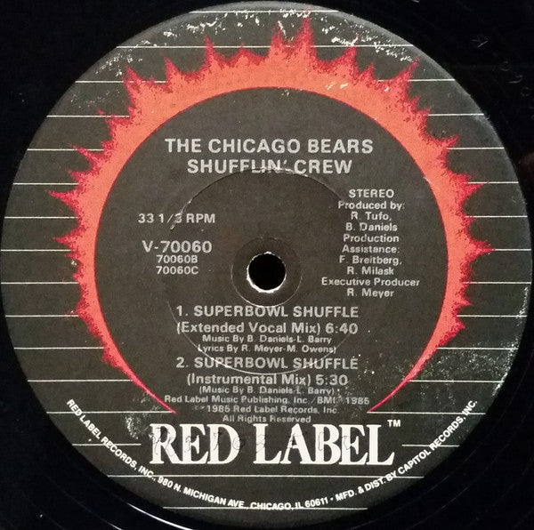 The Chicago Bears Shufflin' Crew : The Super Bowl Shuffle (12")