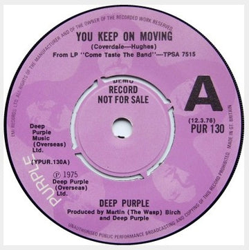 Deep Purple : You Keep On Moving / Love Child (7", Promo)