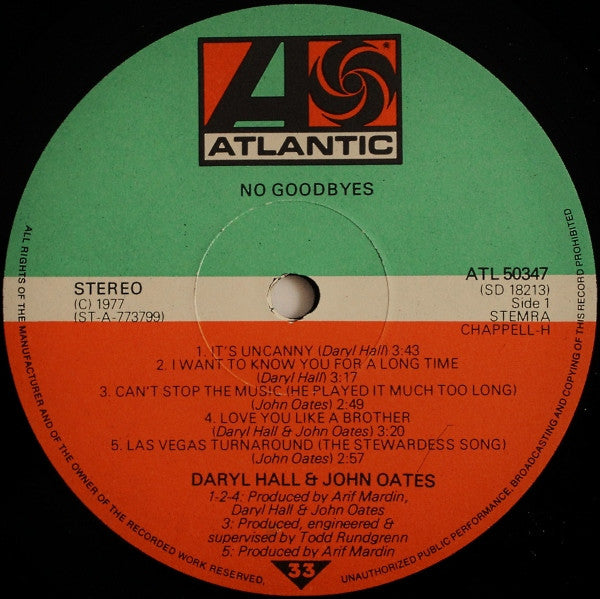 Daryl Hall & John Oates : No Goodbyes (LP, Comp)