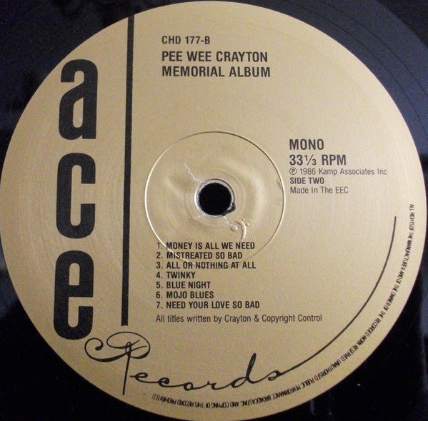 Pee Wee Crayton : Memorial Album (LP, Comp, Mono)