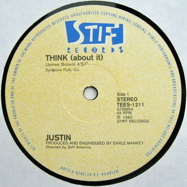 Justin Strauss : Think (About It) (12", Single, Gen)