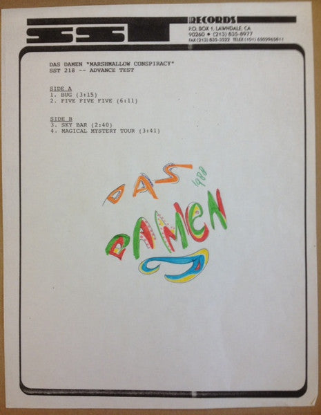 Das Damen : Marshmellow Conspiracy (12", Advance, TP)