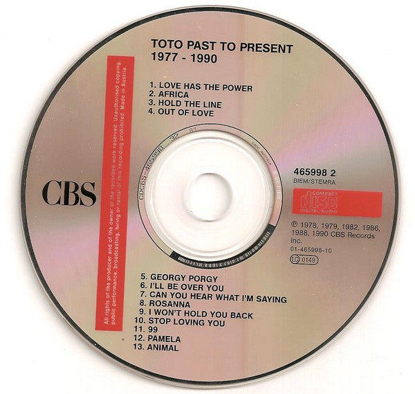 Toto : Past To Present 1977-1990 (CD, Comp, RP)