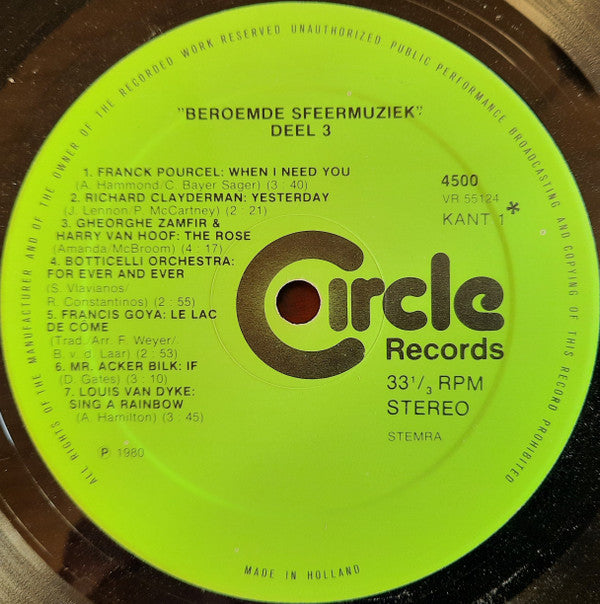 Various : Beroemde Sfeermuziek  3 - 'S Werelds Beste Orkesten En Solisten (2xLP, Comp, Gat)