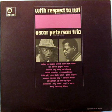 The Oscar Peterson Trio : With Respect To Nat (LP, Album, Mono, Pit)