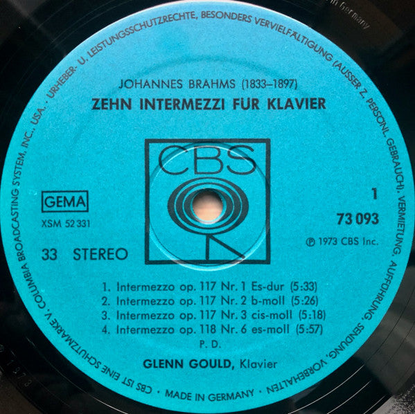 Johannes Brahms - Glenn Gould : Zehn Intermezzi Für Klavier (LP)