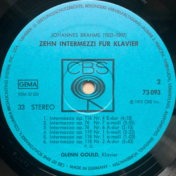 Johannes Brahms - Glenn Gould : Zehn Intermezzi Für Klavier (LP)