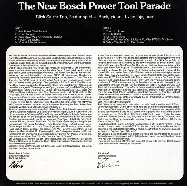 Slick Salzer Trio : The New Bosch Power Tool Parade (LP, Album)