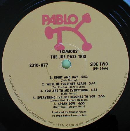 The Joe Pass Trio : Eximious (LP)