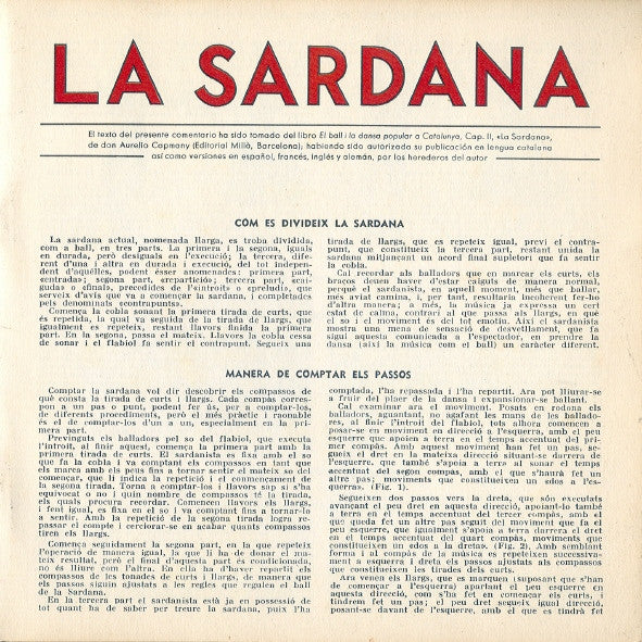 Various : La Sardana 1 (Fiesta En El "Pueblo Espanol", De Barcelona) (7", EP)