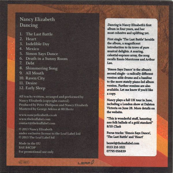 Nancy Elizabeth : Dancing (CD, Album, Promo)