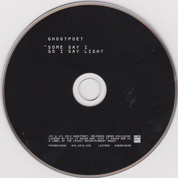 Ghostpoet : Some Say I So I Say Light  (CD, Album, Ltd)