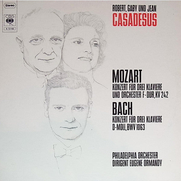 Wolfgang Amadeus Mozart - Johann Sebastian Bach - Robert Casadesus - Gaby Casadesus - Jean Casadesus - The Philadelphia Orchestra - Eugene Ormandy : Konzert Für Drei Klaviere (LP, Album)