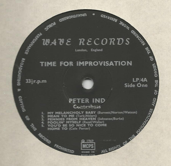 Peter Ind : Time For Improvisation (LP)