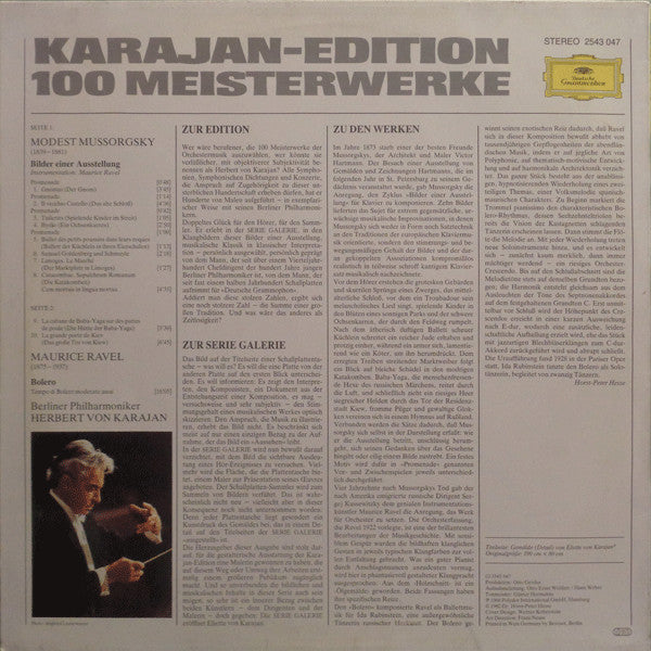 Berliner Philharmoniker, Herbert Von Karajan : Karajan-Edition 100 Meisterwerke - Mussorgsky: Bilder Einer Ausstellung · Ravel: Bolero (LP, RE)