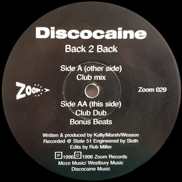 Discocaine : Back 2 Back (12")