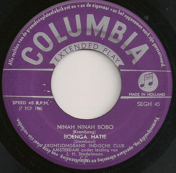 Krontjongband Indische Club Amsterdam o.l.v. J. H. Stadelmann : Tempo Doeloe (7", EP)