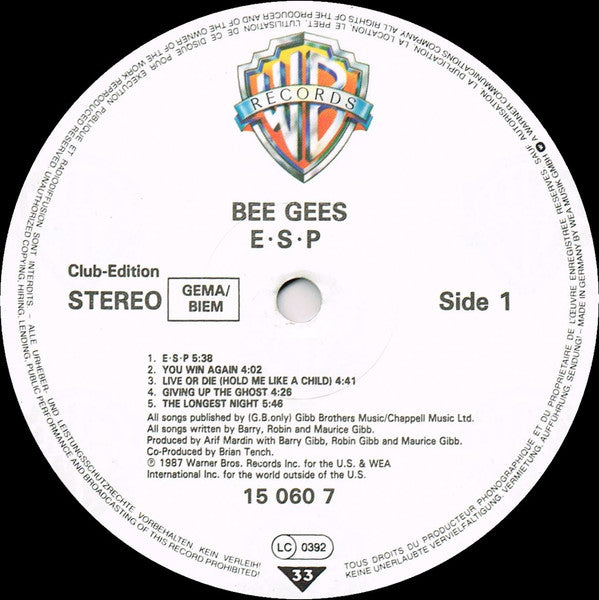 Bee Gees : E·S·P (LP, Album, Club)
