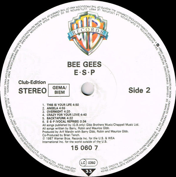 Bee Gees : E·S·P (LP, Album, Club)