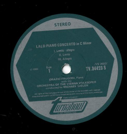 Édouard Lalo / Camille Saint-Saëns, Orazio Frugoni : Piano Concerto / Piano Concerto No. 5  "The Egyptian" (LP)