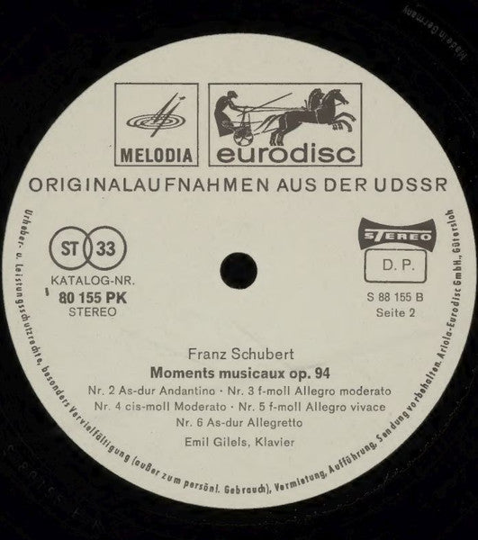 Robert Schumann / Franz Schubert - Emil Gilels : Nachtstücke Op. 23 / Moments Musicaux Op. 94 (LP)