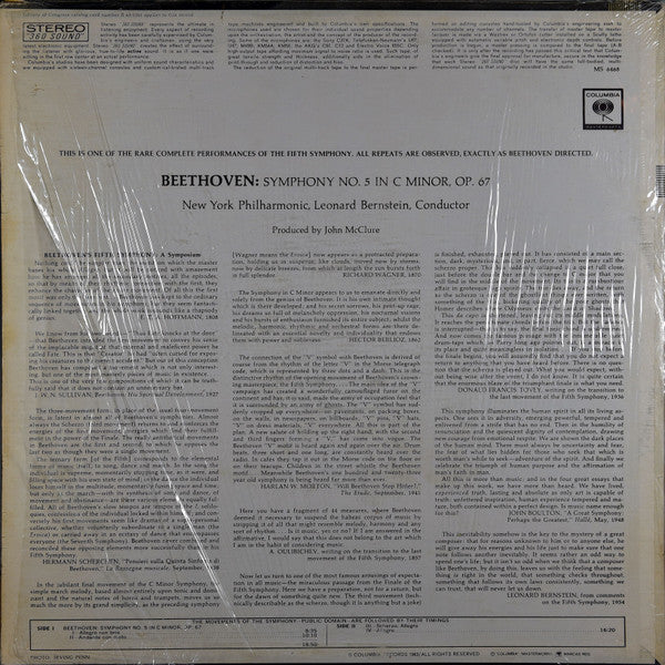 Ludwig van Beethoven, Leonard Bernstein, New York Philharmonic : Fifth Symphony (LP)