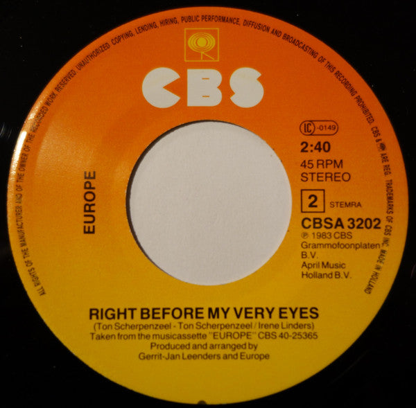 Europe (5) : Hideaway (7", Single)