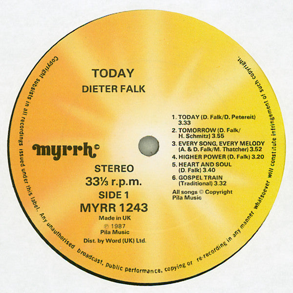 Dieter Falk : Today (LP, Album)