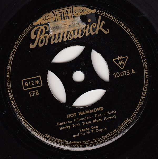 Lenny Dee (2) : Hot Hammond (7", EP)