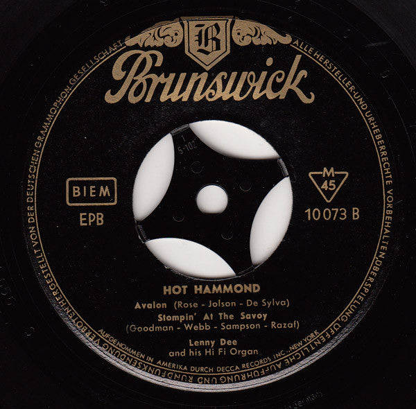 Lenny Dee (2) : Hot Hammond (7", EP)