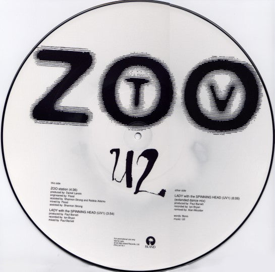 U2 : Zoo Station (12", Ltd, Pic, Promo)