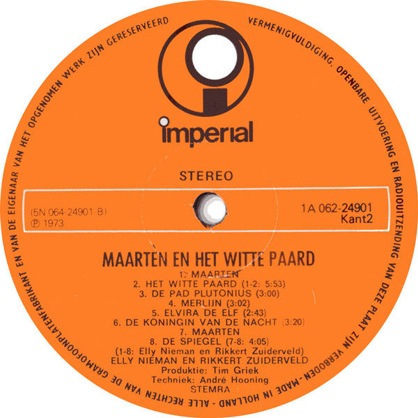 Elly & Rikkert : Maarten En Het Witte Paard (LP, Album, Gat)