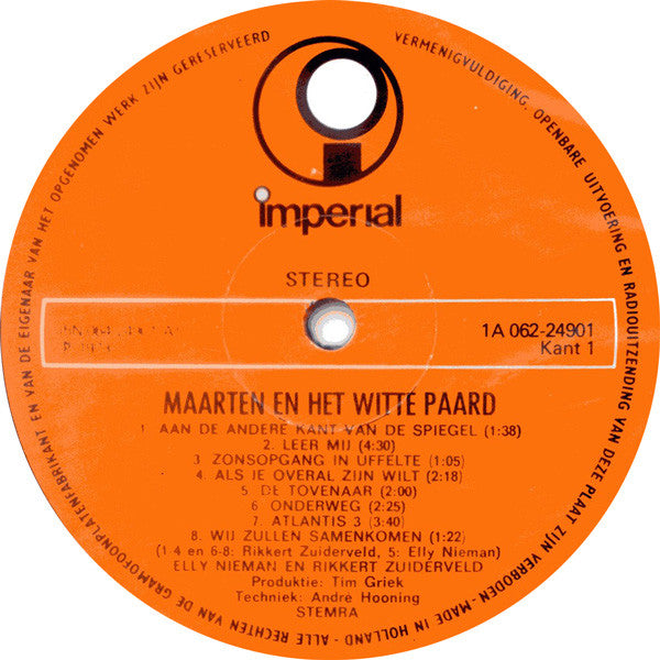 Elly & Rikkert : Maarten En Het Witte Paard (LP, Album, Gat)