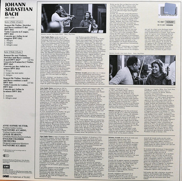 Bach* / Anne-Sophie Mutter - Salvatore Accardo - English Chamber Orchestra : Konzert Für Zwei Violinen In D-moll, Violinkonzerte In A-moll & E-dur (LP, Album)