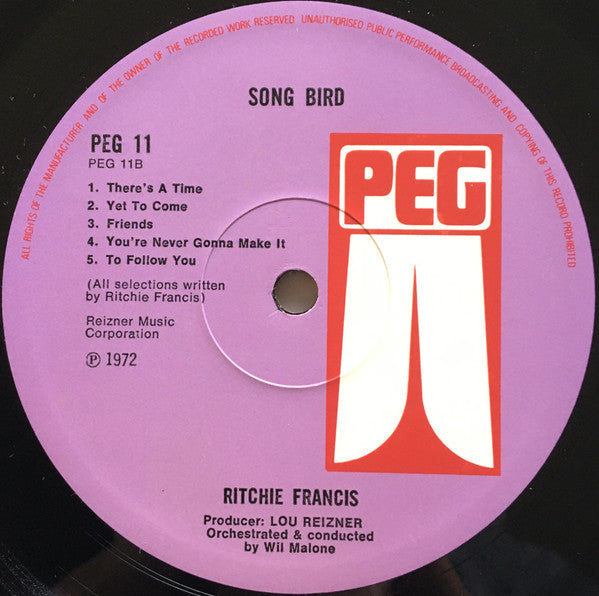 Ritchie Francis : Song Bird (LP, Album, Gat)