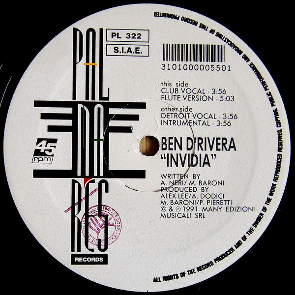 Ben D'Rivera : Invidia (12")