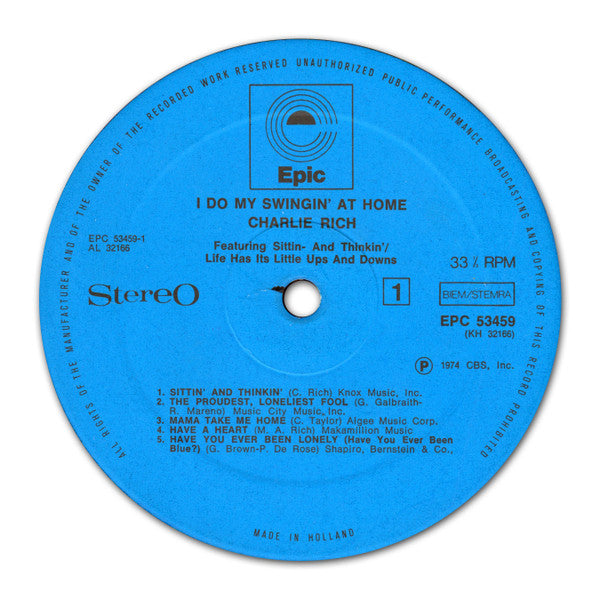 Charlie Rich : I Do My Swingin' At Home (LP, Comp)