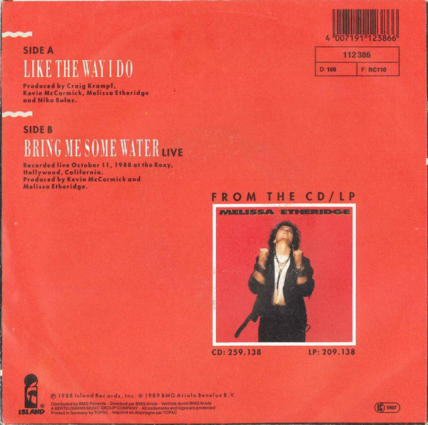 Melissa Etheridge : Like The Way I Do (7", Single)