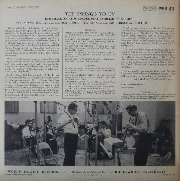Bud Shank And Bob Cooper : The Swing's To TV (LP, Album, Mono)