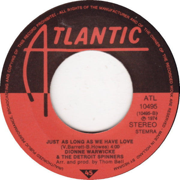 Dionne Warwick & Spinners : Then Came You (7", Single)